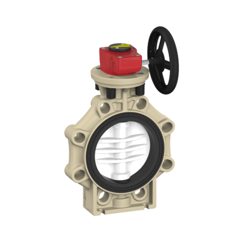 Praher Butterfly Valve K4 PVDF with Hand Wheel and Position Feedback