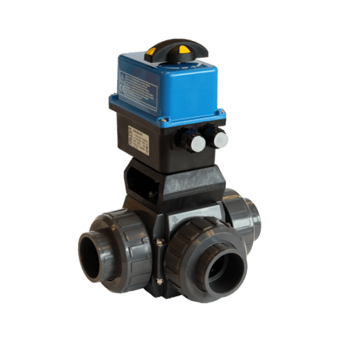 Praher 3-way Ball Valve S4 PVC-U Electric Actuator Valves