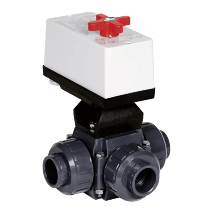 Praher 3-way Ball Valve S4 PVC-U Electric Actuator EO510