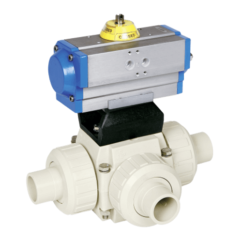 Praher 3-way Ball Valve S4 PP Pneumatic Actuator