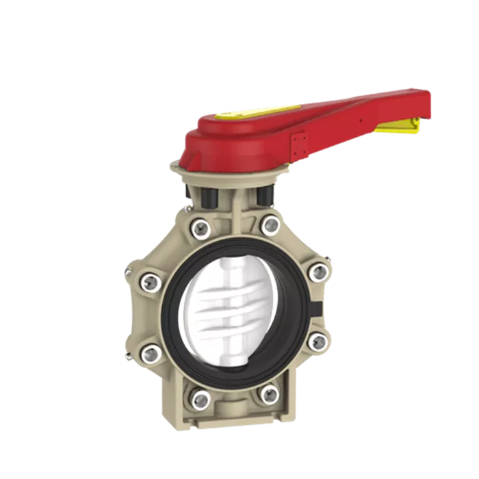 Praher Butterfly Valve K4 PVDF with Hand Lever and Lug Type