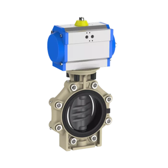 Praher Butterfly Valve K4 PVC-U, Pneumatic Actuator ve Lug Type